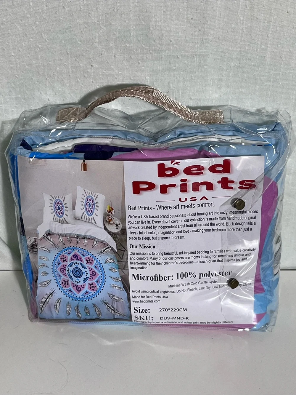 Bed Prints USA King Mandala Feather Dreamcatcher 3 Piece Duvet Cover Set